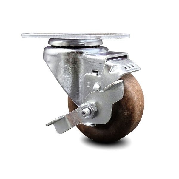 3.5 Inch High Temp Glass Filled Nylon Swivel Top Plate Caster with Brake SCC